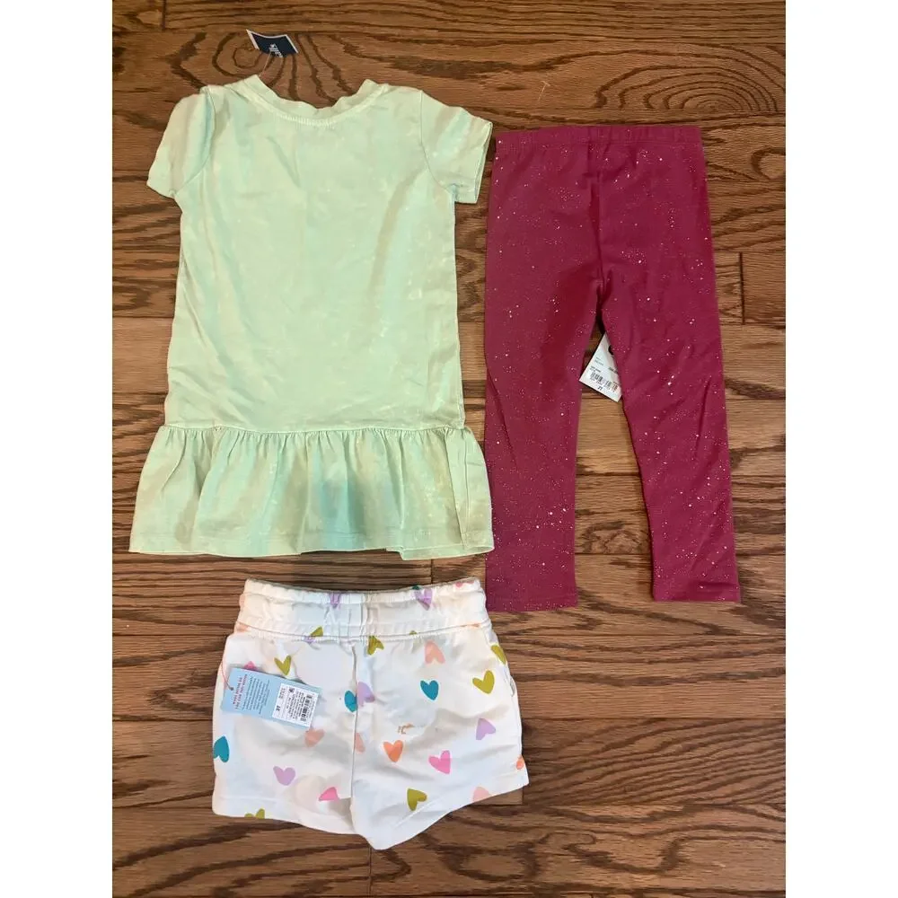 Girls Lot Reebok Modern Moments Blouse Short Sleeve White Shorts Red Pants 2T-3T